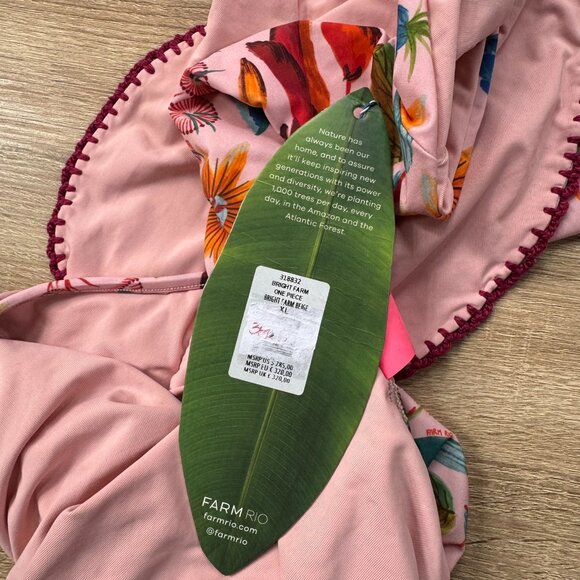 NWT Farm Rio Bright Farm One Piece Swimsuit Cutout Mixed Fruit Print XL - Picture 6 of 13